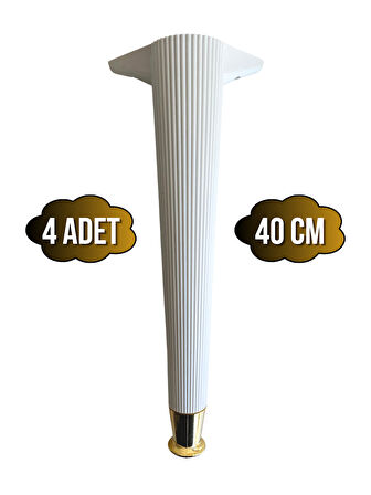 Desenli 40cm Beyaz Plastik Ayak Mobilya Masa Sehpa Dolap Ayağı(40CM)(BEYAZ - ALTIN)(4 ADET)
