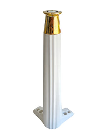 Desenli 40cm Beyaz Plastik Ayak Mobilya Masa Sehpa Dolap Ayağı(40CM)(BEYAZ - ALTIN)(4 ADET)