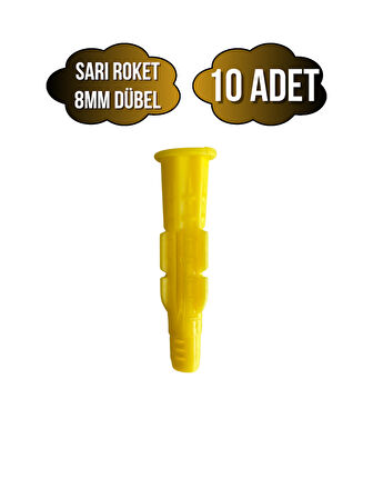 Roket Sarı 8mm Dübel Beton Tuğla Briket Dubeli(8MM)(SARI)(ROKET)(10 ADET)