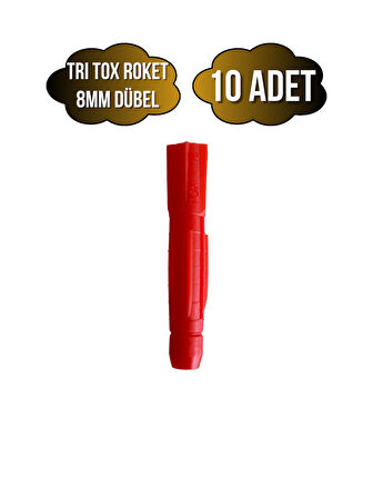 Tri Tox Roket Kırmızı 8mm Dübel Beton Tuğla Briket Dubeli(8MM)(KIRMIZI)(ROKET)(10 ADET)