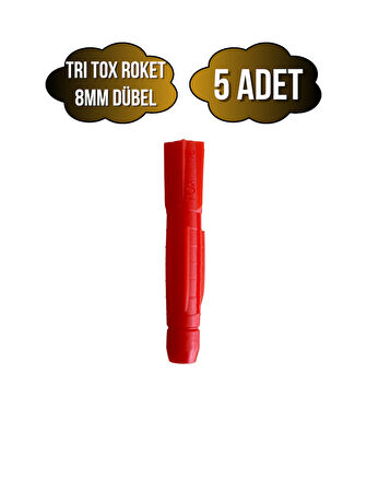 Tri Tox Roket Kırmızı 8mm Dübel Beton Tuğla Briket Dubeli(8MM)(KIRMIZI)(ROKET)(5 ADET)