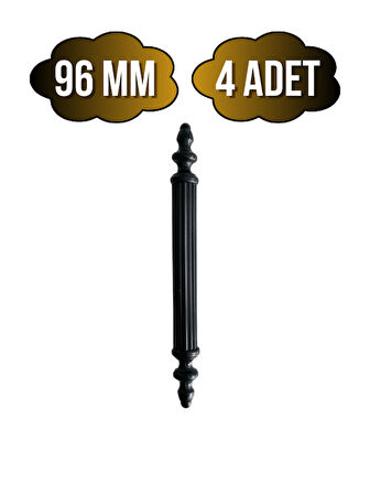 Plastik Siyah Kulp Mobilya ve Dolap Kulpu(SİYAH)(96MM)(4 ADET)