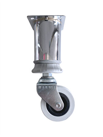 Metal Krom Tekerli Ayak Mobilya Masa ve Dolap Tekerli Ayağı(FRENSİZ)(KROM)(15CM)(4 ADET)(ÇAP:42MM)