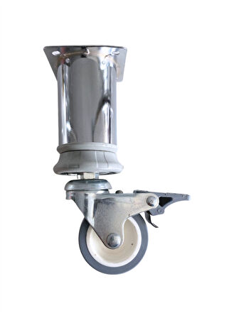 Metal Krom Tekerli Ayak Mobilya Masa ve Dolap Tekerli Ayağı(FRENLİ)(KROM)(15CM)(4 ADET)(ÇAP:42MM)