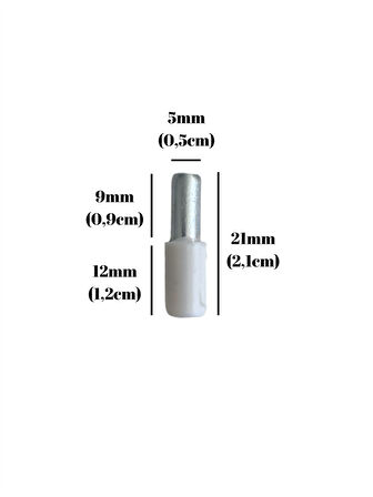 Metal Beyaz 5mm Geçme Raf Pimi Dolap Raf Altı Pimi(5MM)(METAL)(BEYAZ)(12 ADET)