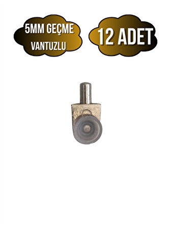 Metal Vakumlu 5mm Geçme Raf Pimi Vantuzlu Dolap Raf Altı Pimi(5MM)(VANTUZLU)(METAL)(12 ADET)