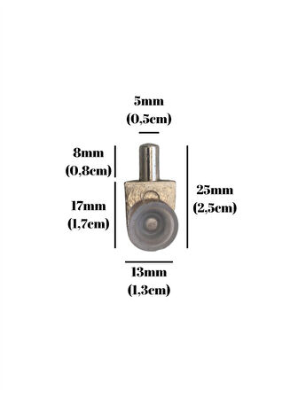 Metal Vakumlu 5mm Geçme Raf Pimi Vantuzlu Dolap Raf Altı Pimi(5MM)(VANTUZLU)(METAL)(12 ADET)