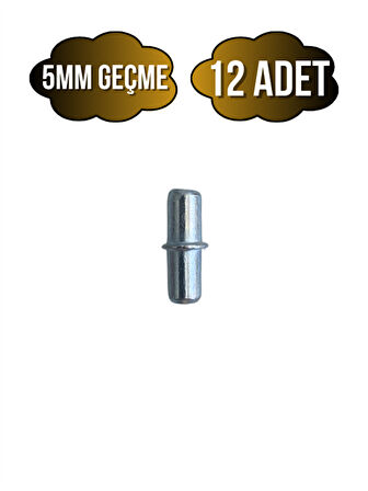 Metal Çift Taraflı 5mm Geçme Raf Pimi Dolap Raf Altı Pimi(5MM)(METAL)(12 ADET)
