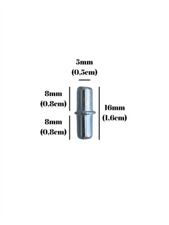 Metal Çift Taraflı 5mm Geçme Raf Pimi Dolap Raf Altı Pimi(5MM)(METAL)(12 ADET)