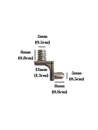 Metal 5mm Vidalı ve Geçme Raf Pimi Dolap Raf Altı Pimi(5MM)(METAL)(12 ADET)