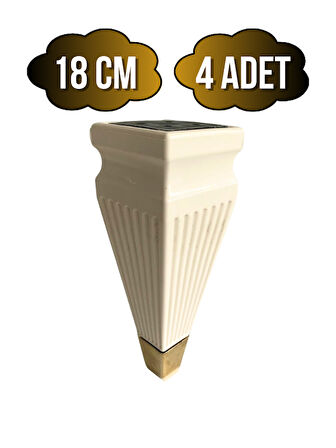 Kule Desenli Krem Plastik Ayak Mobilya Masa ve Dolap Ayağı(18CM)(KREM - ALTIN)(4 ADET)
