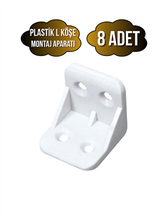 L Bağlantı Plastiği Dolap Köşe Bağlantı Montaj Plastiği(BEYAZ)(20X20X30MM)(8 ADET)