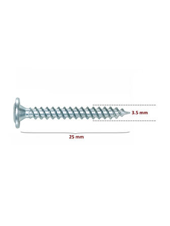 Arkalık Vidası 3,5x25mm Pullu Çinko Ahşap MDF Arkalık Montaj Vidası(3,5X25MM)(50 ADET)