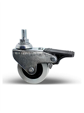 Vidalı Frenli Sandalye Tekeri Koltuk ve Sehpa Tekeri(10MM)(50MM)(4 ADET)(KROM - GRİ)(FRENLİ)(VİDALI)