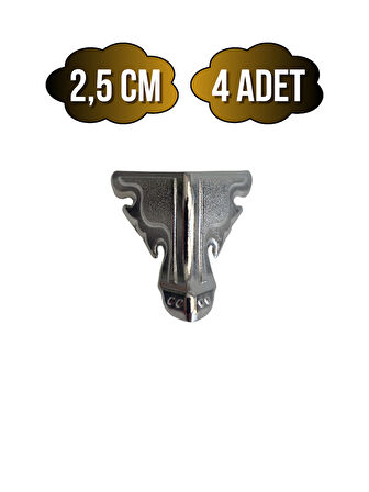 Kelebek Düz 2.5cm Metal Ayak Çeyiz ve Hediye Kutusu Mobilya Ayağı(2.5CM)(GÜMÜŞ)(4 ADET)