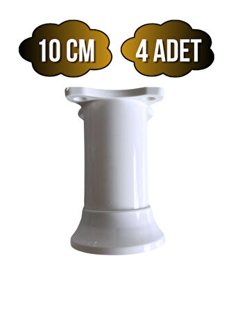 Plastik Beyaz Ayarlanabilir Ayak Masa Dolap ve Mobilya Ayağı(BEYAZ)(10CM)(4 ADET)