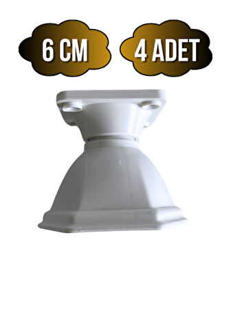 Kupa Plastik 6cm Beyaz Dolap Ayağı Masa ve Sehpa Ayağı(BEYAZ)(6CM)(4 ADET)