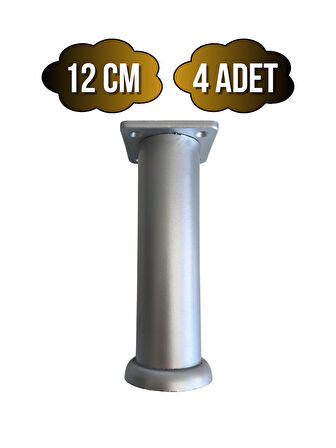 Plastik Gümüş Ayarlı Ayak Mobilya Masa ve Dolap Ayağı(12CM)(GÜMÜŞ - GRİ)(4 ADET)