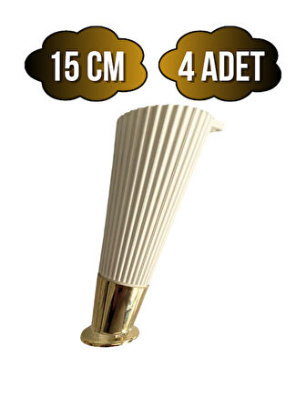 Yatay Desenli 15cm Krem Plastik Ayak Mobilya Masa ve Dolap Ayağı(KREM ALTIN)(15CM)(4 ADET)