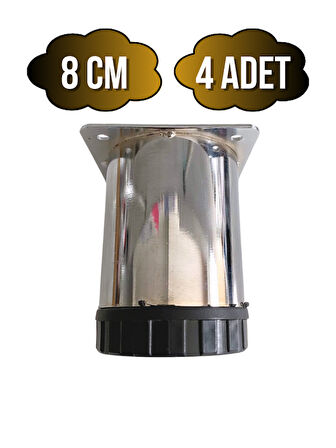 Metal Krom 8cm Ayak Mobilya Masa ve Dolap Ayağı(KROM)(8CM)(ÇAP:60MM)(4 ADET)