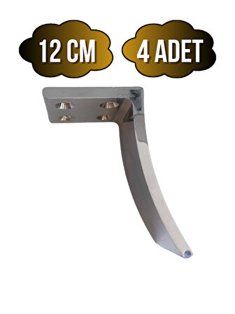 Yay Krom 12cm Metal Ayak Masa Dolap ve Mobilya Ayağı(KROM)(12CM)(METAL)(4 ADET)