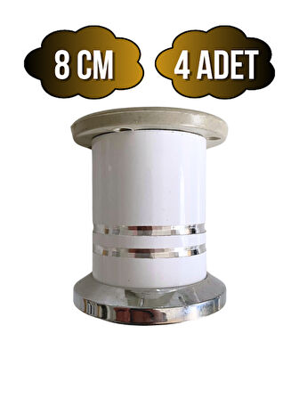 Düz Şeritli 8cm Alüminyum Ayak Mobilya Masa ve Dolap Ayağı(BEYAZ)(8CM)(4 ADET)