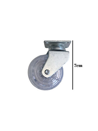 Düz Tabla Şeffaf Lastik Masa Tekeri Sehpa Tekeri(7CM)(METAL)(ŞEFFAF)(50x20MM)(4 ADET)