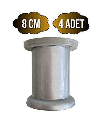Plastik Düz Gümüş Gri 8cm Ayarlı Ayak Mobilya Masa ve Dolap Ayağı(8CM)(GÜMÜŞ GRİ)(4 ADET)
