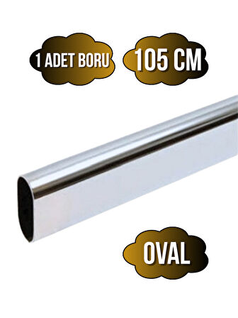 Metal Krom Oval Askı Borusu Mobilya Askı Borusu(METAL)(105CM)(KROM)(OVAL)(EN:15MM BOY:30MM)