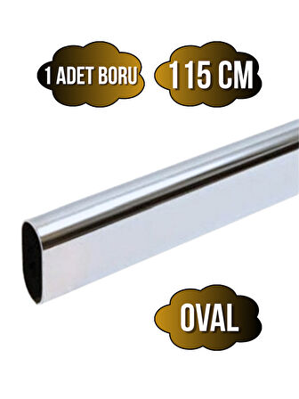 Metal Krom Oval Askı Borusu Mobilya Askı Borusu(METAL)(115CM)(KROM)(OVAL)(EN:15MM BOY:30MM)