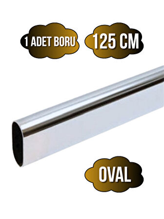 Metal Krom Oval Askı Borusu Mobilya Askı Borusu(METAL)(125CM)(KROM)(OVAL)(EN:15MM BOY:30MM)
