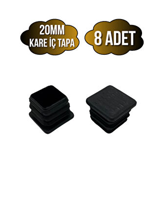 Kare Demir Profil İç Tapa Geçme Plastik Ayak Geçme Koruma Plastiği(20MM)(8 ADET)(SİYAH)