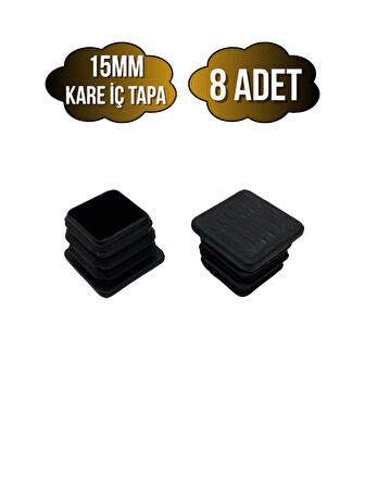 Kare Demir Profil İç Tapa Geçme Plastik Ayak Geçme Koruma Plastiği(15MM)(8 ADET)(SİYAH)