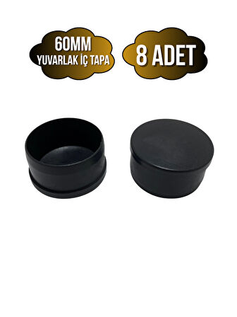 Yuvarlak Demir Profil İç Tapa Geçme Plastik Ayak Geçme Koruma Plastiği(60MM)(8 ADET)(SİYAH)