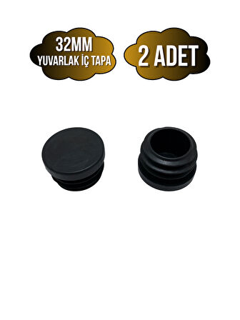 Yuvarlak Demir Profil İç Tapa Geçme Plastik Ayak Geçme Koruma Plastiği(32MM)(2 ADET)(SİYAH)
