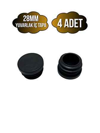 Yuvarlak Demir Profil İç Tapa Geçme Plastik Ayak Geçme Koruma Plastiği(28MM)(4 ADET)(SİYAH)