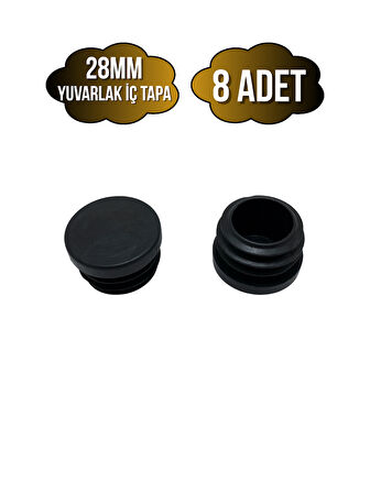 Yuvarlak Demir Profil İç Tapa Geçme Plastik Ayak Geçme Koruma Plastiği(28MM)(8 ADET)(SİYAH)