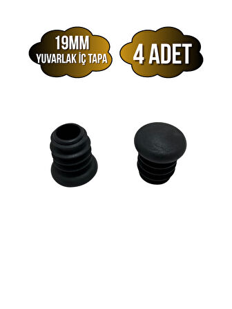 Yuvarlak Demir Profil İç Tapa Geçme Plastik Ayak Geçme Koruma Plastiği(19MM)(4 ADET)(SİYAH)