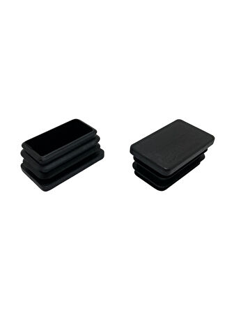 Dikdörtgen Demir Profil İç Tapa Geçme Plastik Ayak Geçme Koruma Plastiği(30MM x 20MM)(4 ADET)(SİYAH)