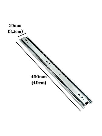 Teleskobik 35MM Çekmece Ray Bilyeli Mobilya Dolap Rayı(40CM)(35MM)(4 TAKIM)(KROM)