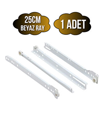 Beyaz Metal Çekmece Rayı Tekerlekli Mobilya Dolap Çekmece Rayı(BEYAZ)(25CM)(1 TAKIM)(METAL)