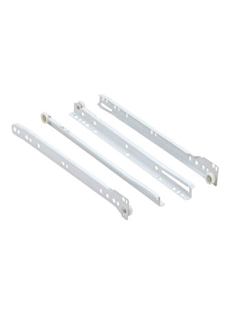 Beyaz Metal Çekmece Rayı Tekerlekli Mobilya Dolap Çekmece Rayı(BEYAZ)(30CM)(1 TAKIM)(METAL)