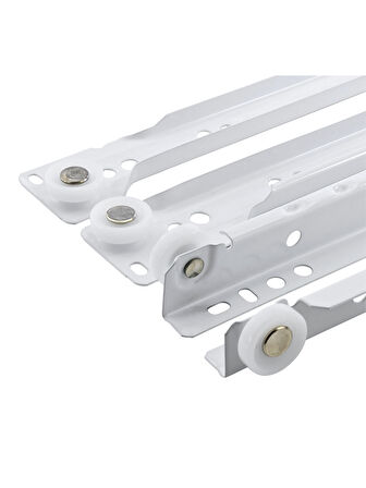 Beyaz Metal Çekmece Rayı Tekerlekli Mobilya Dolap Çekmece Rayı(BEYAZ)(30CM)(1 TAKIM)(METAL)