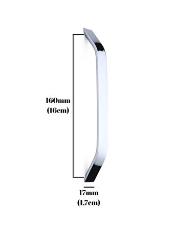 Şahin Krom Alüminyum Dolap Kulpu Mobilya ve Mutfak Dolap Kulpu(17MM)(160MM)(KROM)(1 ADET)(ALÜMİNYUM)