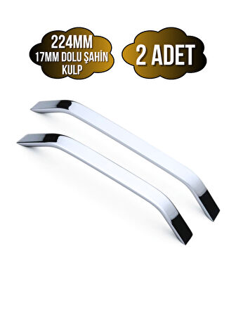 Şahin Krom Alüminyum Dolap Kulpu Mobilya ve Mutfak Dolap Kulpu(17MM)(224MM)(KROM)(2 ADET)(ALÜMİNYUM)