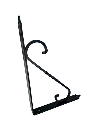Raf Altı Ferforje Demir Tutucu L Raf Demiri Duvar Sabitleyici(METAL)(SİYAH)(2 ADET)(23CM X 15CM)