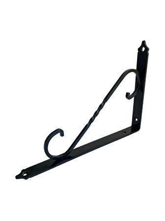 Raf Altı Ferforje Demir Tutucu L Raf Demiri Duvar Sabitleyici(METAL)(SİYAH)(3 ADET)(23CM X 15CM)