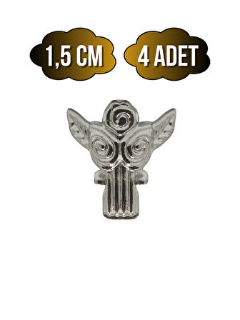 Melek 1.5cm Metal Ayak Çeyiz ve Hediye Kutusu Mobilya Ayağı(1.5CM)(GÜMÜŞ)(4 ADET)