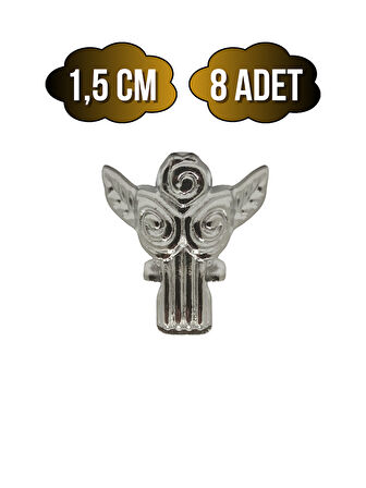 Melek 1.5cm Metal Ayak Çeyiz ve Hediye Kutusu Mobilya Ayağı(1.5CM)(GÜMÜŞ)(8 ADET)