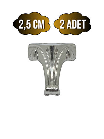 Moda Metal Ayak Çeyiz ve Hediye Kutusu Mobilya Ayağı(2,5CM)(GÜMÜŞ)(2 ADET)